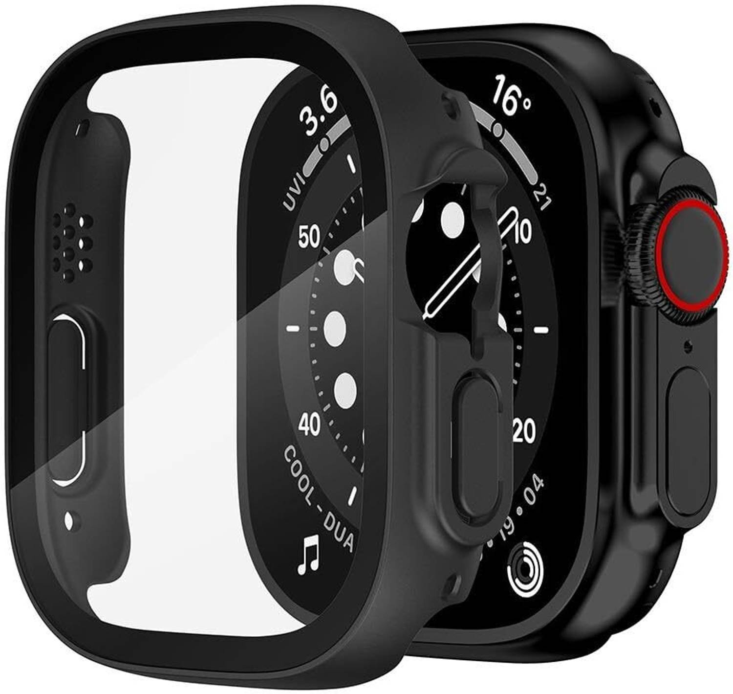 Aenoko Edge To Edge Tempered Glass for Hard PC Case Compatible with Apple Watch Ultra 2 / Ultra 49mm with 9H Tempered Glass Screen Protector, Full Coverage, Touch Sensitive, Ultra-Thin HD Bumper Protective Cover - (49mm Black)