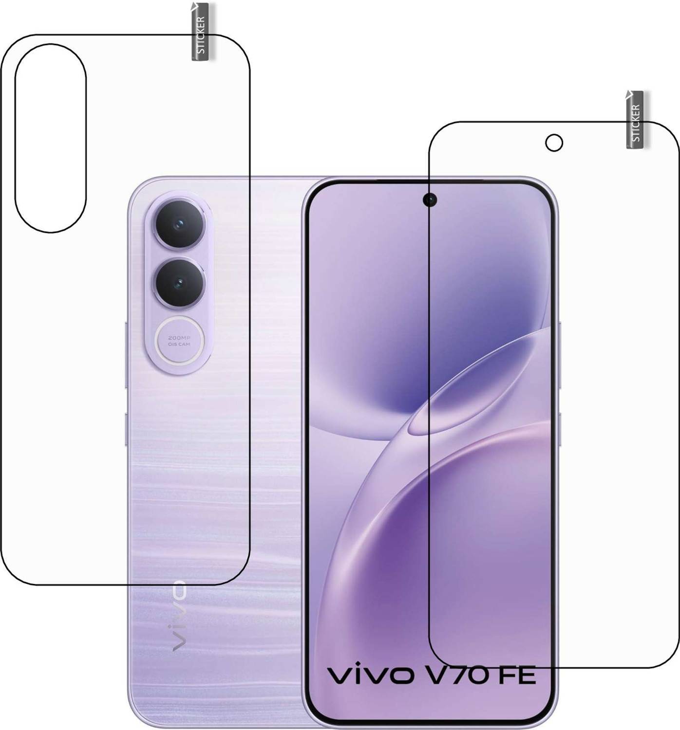 PR8TEXS Front and Back Tempered Glass for Vivo V70 FE 5G