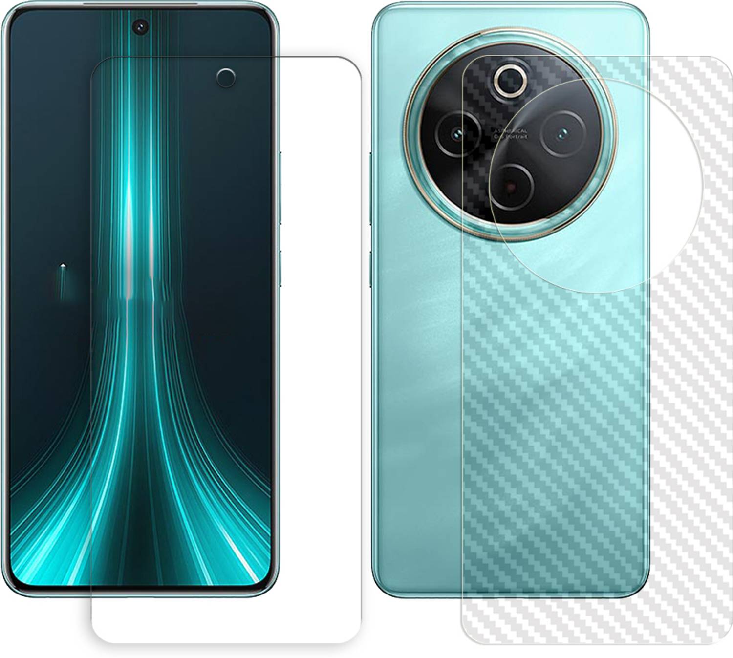 ARBAN Front and Back Tempered Glass for vivo T4 5G Tempered Glass Screen Protector | Anti-Scratch | Edge to Edge Full Coverage | 9H Hardness (1 FRONT TEMPERED GLASS + 1 BACK CARBON FIBER SKIN)