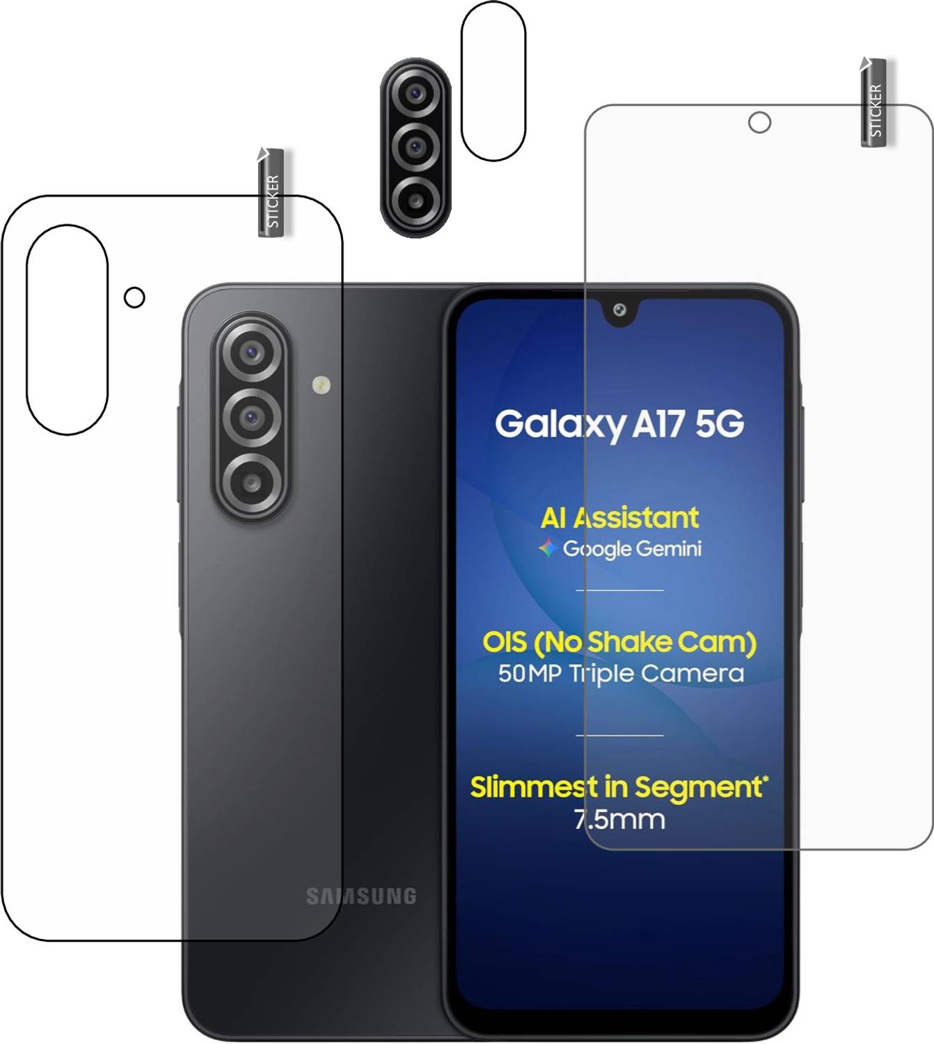 GARUDA GLASS Front and Back Tempered Glass for Samsung Galaxy A17 5G With Camera Lens