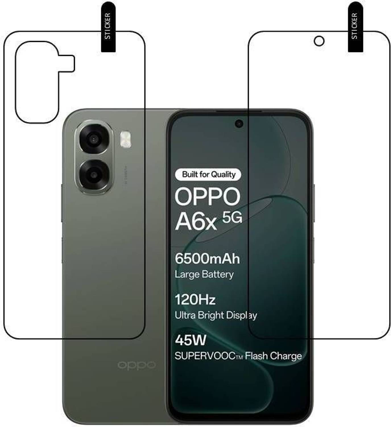MOBKAVACH GLASS Front and Back Tempered Glass for Oppo A6x 5G ,oppo a6x 5g