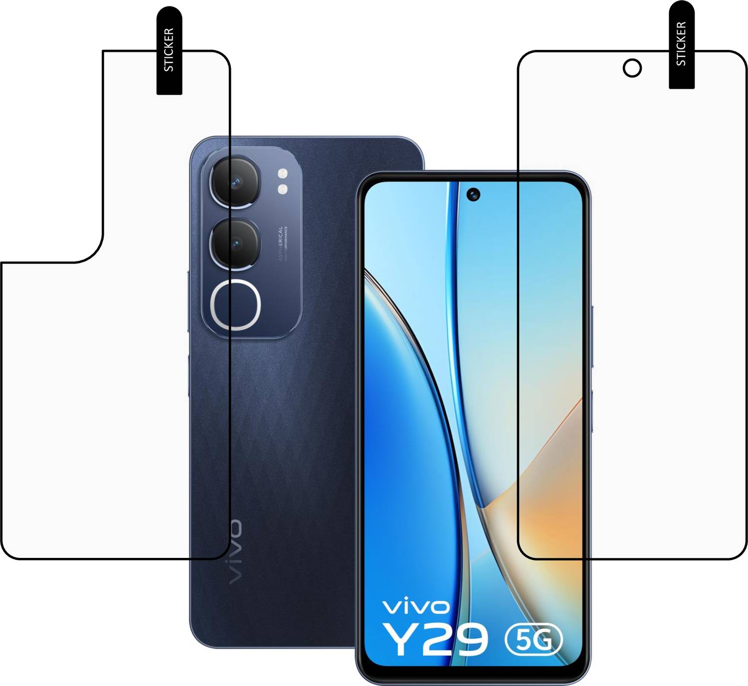 MOBKAVACH Front and Back Tempered Glass for vivo Y29 5G