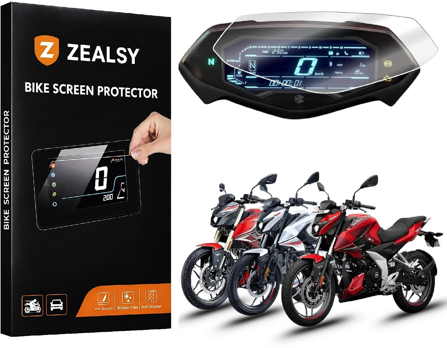 Image of Zealsy Screen Guard Pulsar N150 N160 N250 Digital Speedometer Display Protector Bike Display Screen Guard