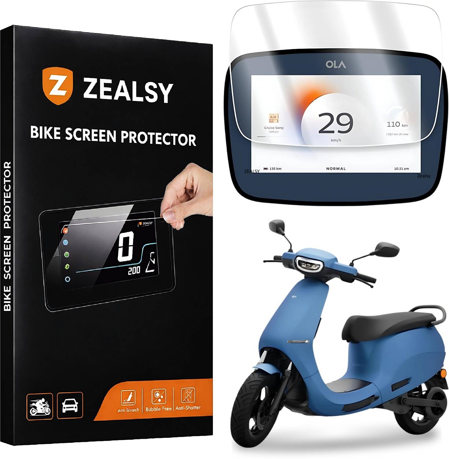 Zealsy Edge To Edge Screen Guard for OLA S1 OLA S1 Pro EV Speed