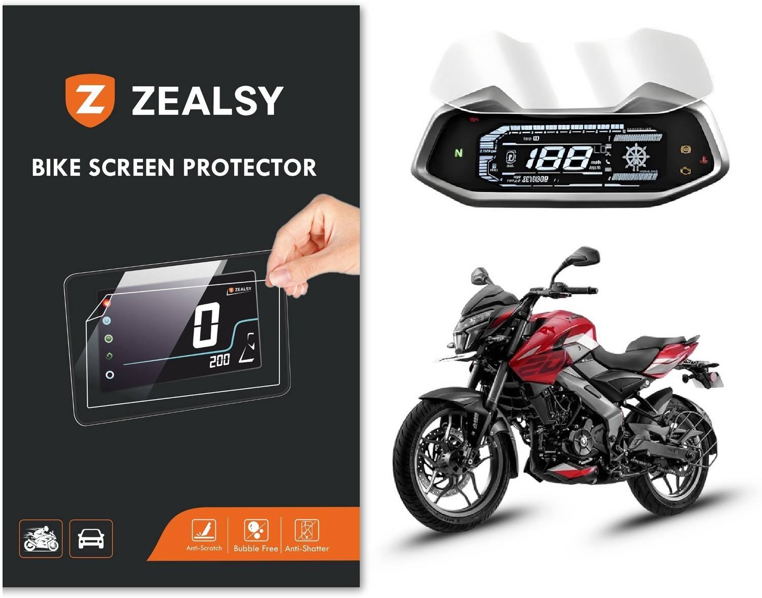 Zealsy Impossible Screen Guard for BAJAJ PULSAR NS 200 Screen Guard Protector Accessories Motorcycle Digital Console Speedometer