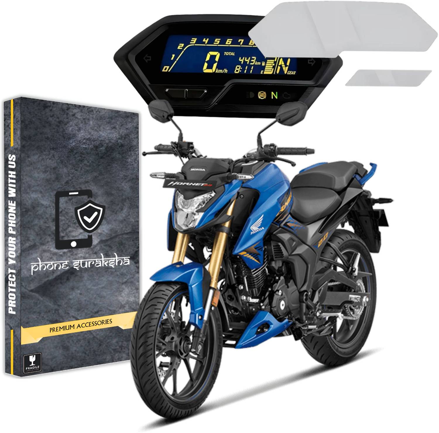 PhoneSuraksha Impossible Screen Guard for New Honda Hornet 2.0 [2024] Glossy-9H Flexible Speedo Meter Screen Protector Comes With Easy Installation kit