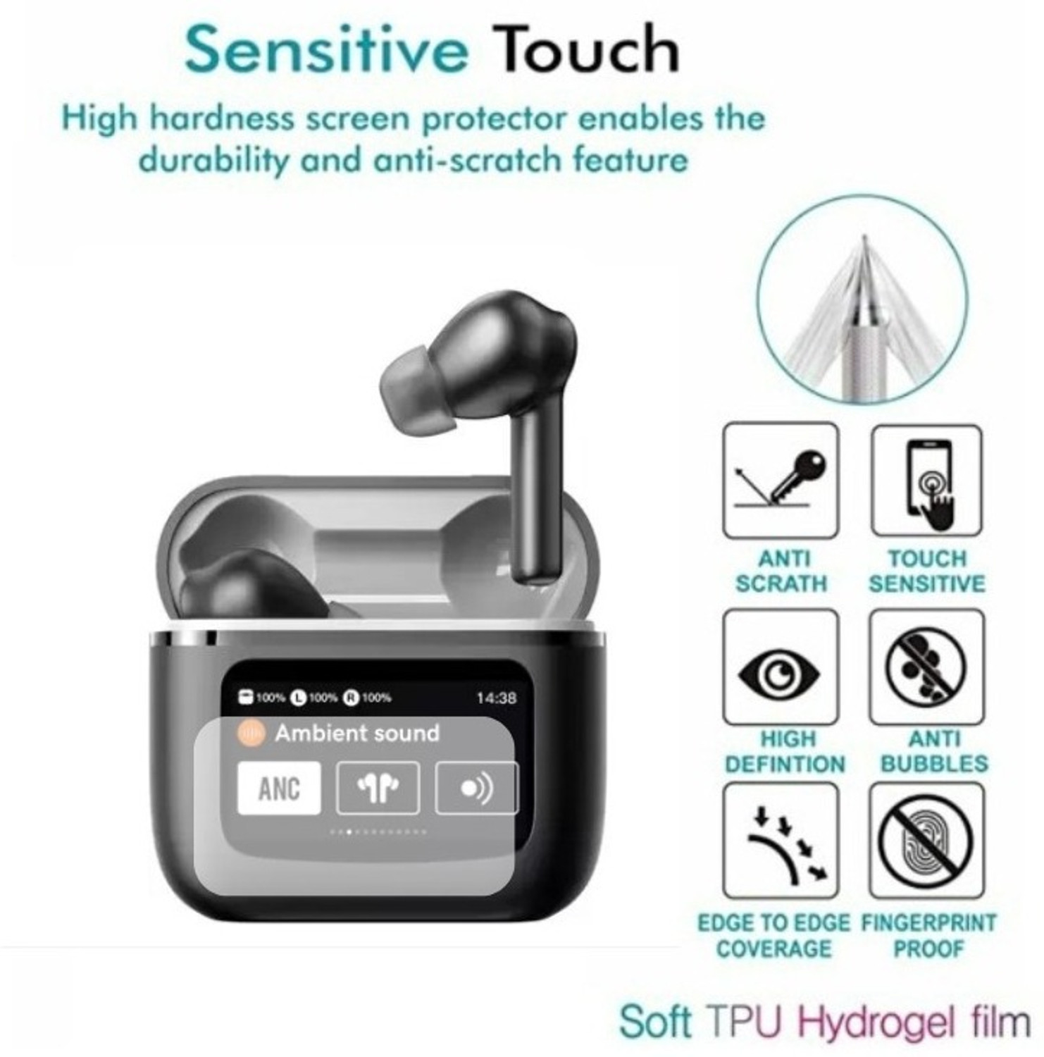 Image of Earbuds VD Nano Glass for JBL TOUR PRO 2 TWS True Adaptive Noise Canceling Earbuds with Wireless Charging Black - Copy (3) (Pack of 2)