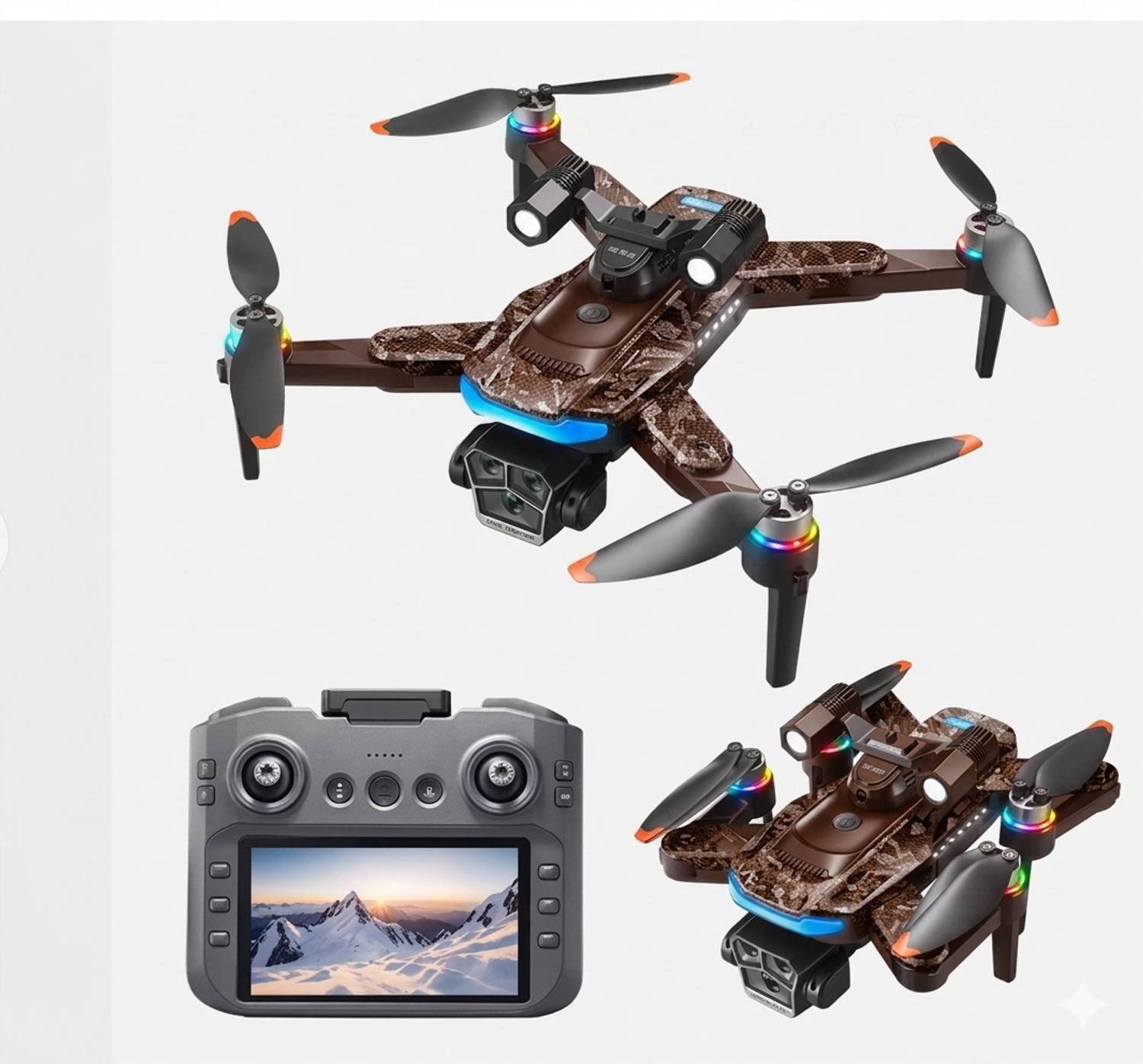 SHIVAAY Nano Glass for Drone with Brushless Motor Obstacle Avoidance Wi Fi Selfie Control Rechargeable Battery brown