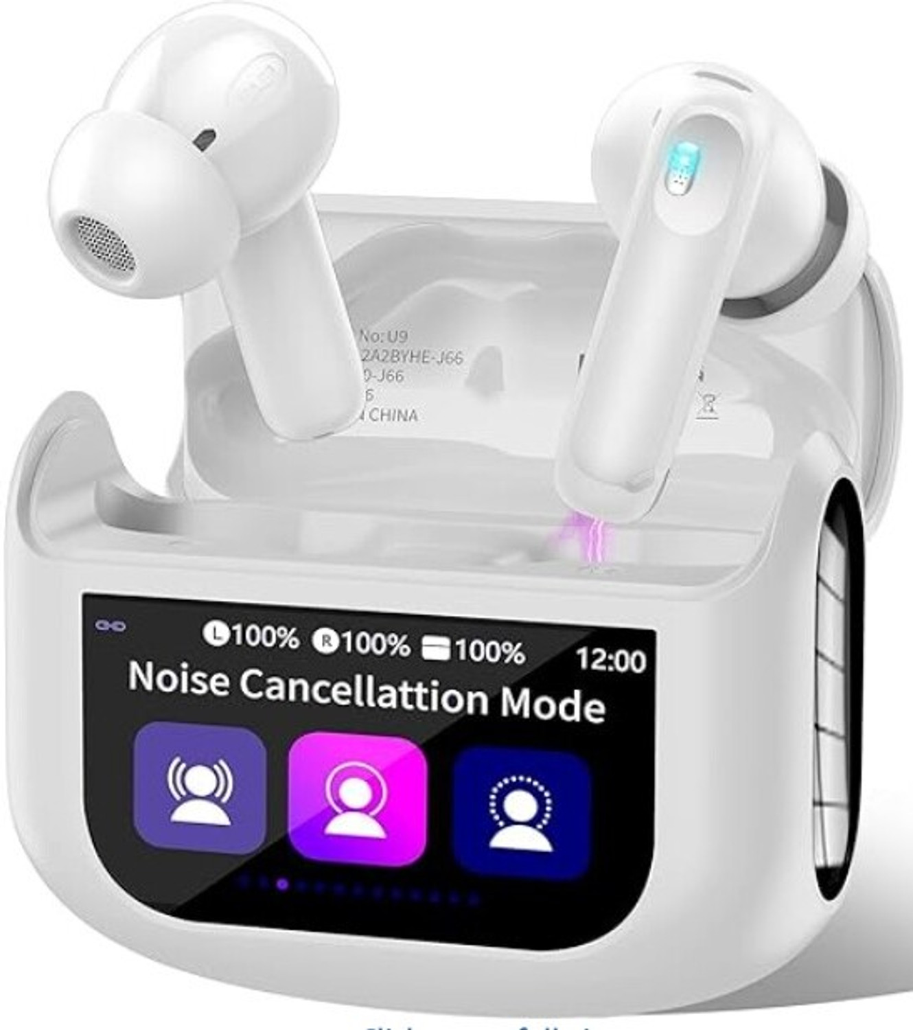 Image of SSRB Nano Glass for Wireless Earbuds in Ear, Bluetooth 5.4 Headphones Multi-Function Touch Screen with 5 EQ Modes, 48H Ear Buds Bass Stereo, ANC Noise CancellingTransparency Mode, IPX7, Ultra-Comfort, WhiteQ