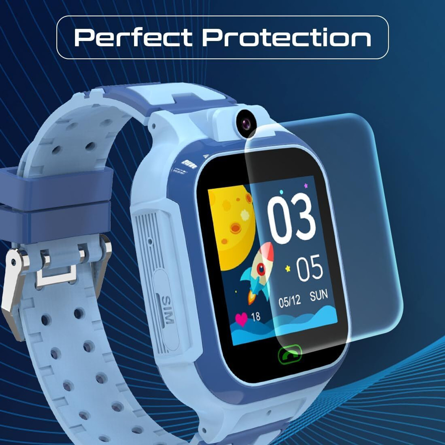 Image of chronix Edge To Edge Tempered Glass for LAGENIO K9 Premium 4G Kids Smartwatch with GPS Tracker, HD Video Calling, SOS Alert & Waterproof.for 3-12 Boys and Girls