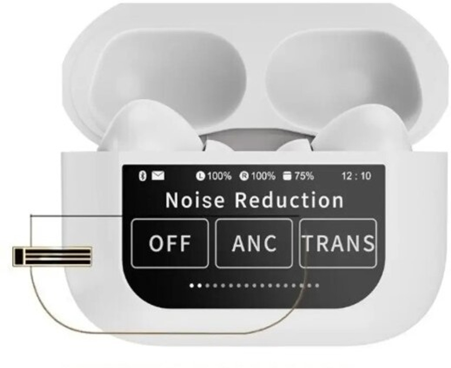 Image of SSRB Nano Glass for Wireless Earbuds in Ear, Bluetooth 5.4 Headphones Multi-Function Touch Screen with 5 EQ Modes, 48H Ear Buds Bass Stereo, ANC Noise CancellingTransparency Mode, IPX7, Ultra-Comfort, WhiteQ