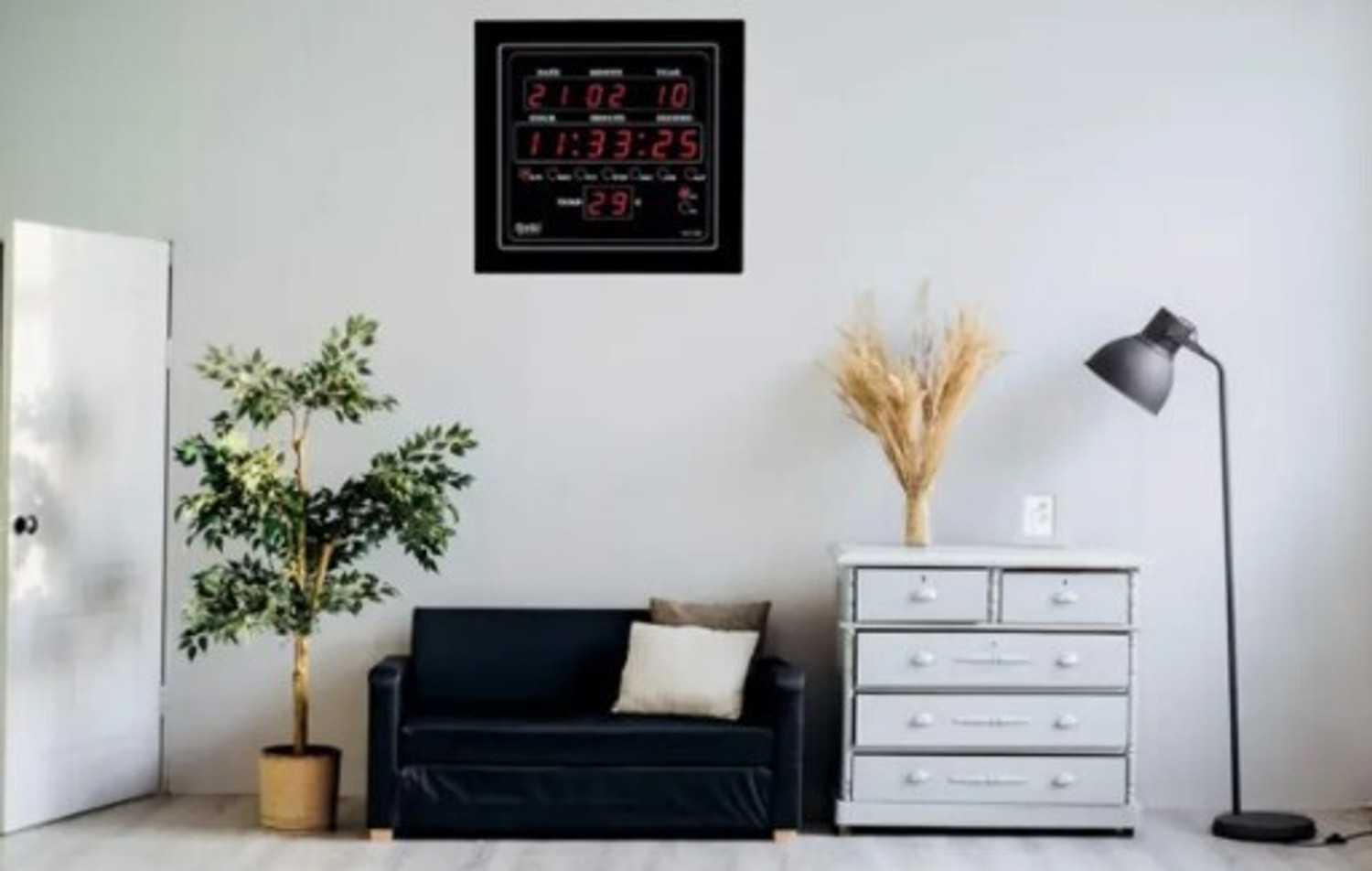 Image of SSRB Nano Glass for Ajanta Quartz Digital Green Led Square Wall Clock OLC-302