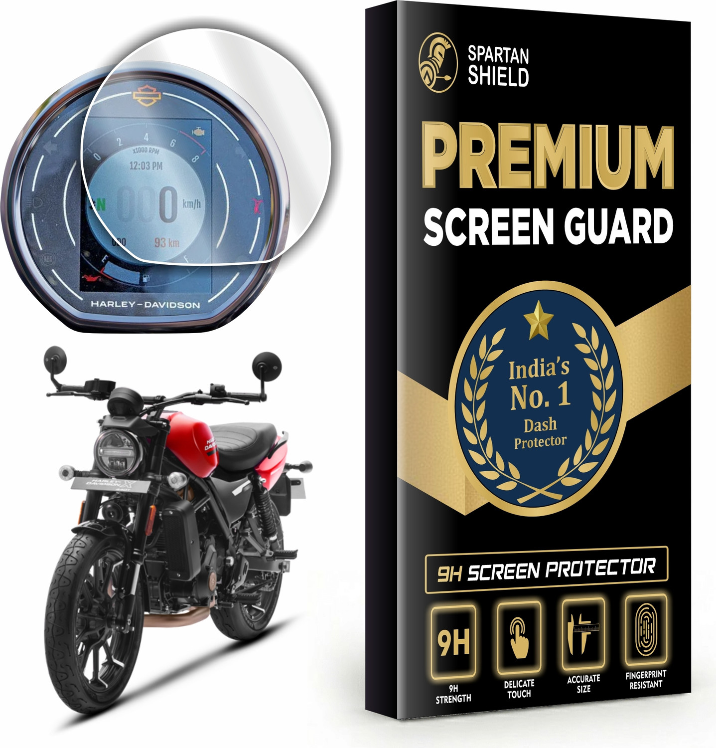Image of spartan shield Screen Guard for 2024 HARLEY DAVIDSON X440 Bike 3.5 Inch TFT Instrument Cluster Display, DENIM VIVID S Accessories, 2023 HarleyX440 Protector [Not Tempered Glass]