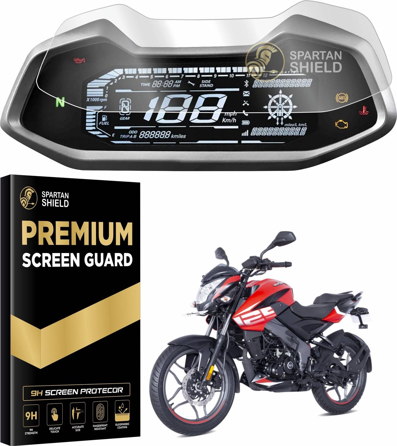 spartan shield Screen Guard for New BAJAJ PULSAR NS125 2024 Facelift, 9H Instrument Cluster Protector, NS 125 Bike Display Console Accessory | Scratch Cover 125NS [Not Tempered Glass]