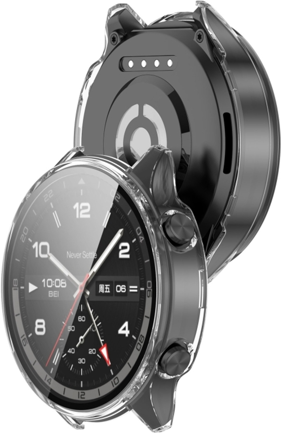 Image of KAZUKI Screen Guard for OnePlus Watch 2R PC + Tempered Film Integrated Watch Protective Case (Clear) (Pack of 1)
