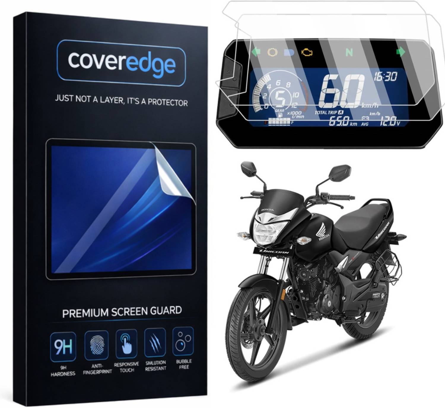 Cover Edge Screen Guard for HONDA CB UNICORN 160 (2025) Bike - TFT Display Digital Meter Protector - HD Clear, Full Cover - Easy Installation Kit - Unicorn160 Instrument Cluster Accessories