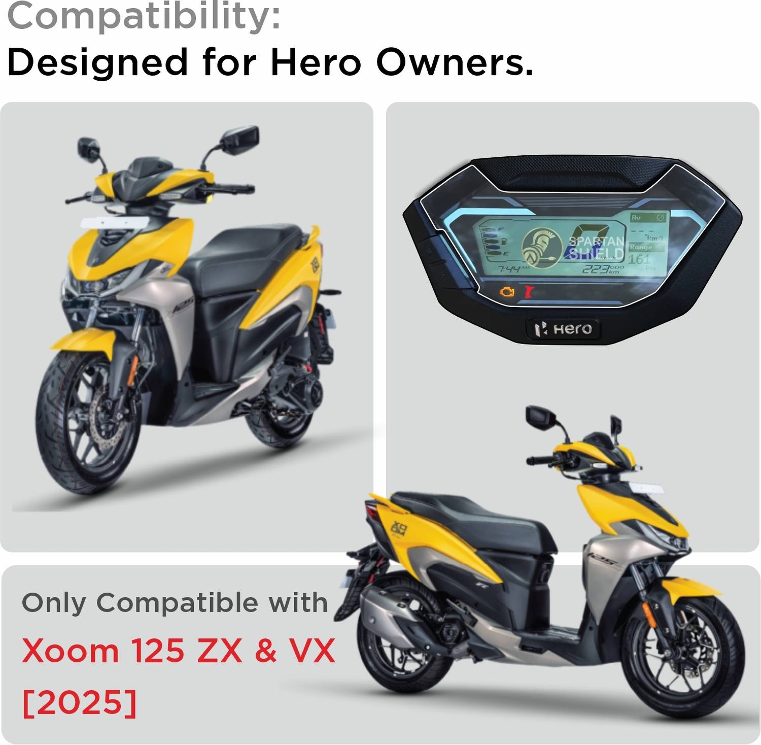 spartan shield Screen Guard for HERO XOOM 125 Bike 2025 || ZX & VX