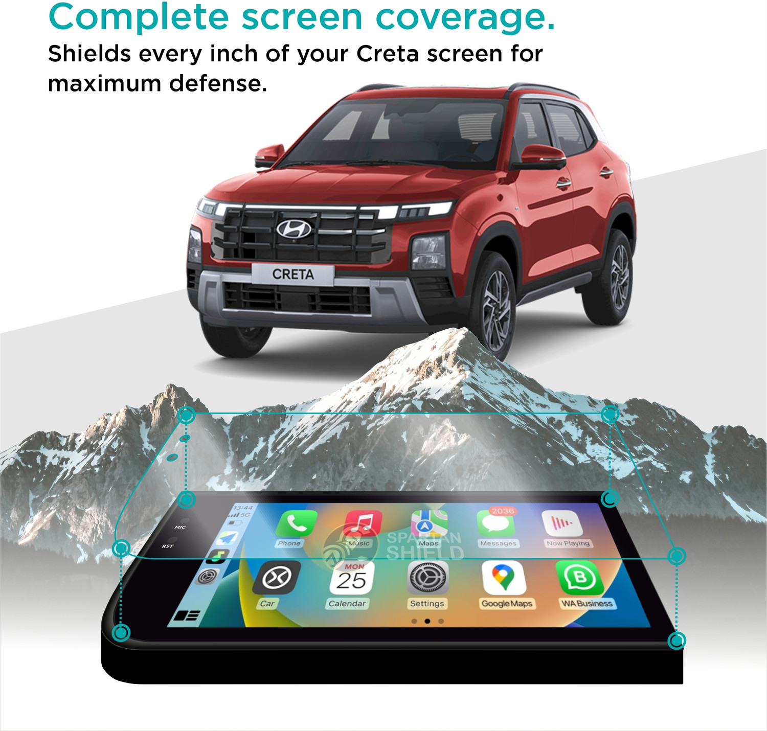 Image of spartan shield Screen Guard for HYUNDAI CRETA E, 12.3 INCH CRETA AFTERMARKET INFOTAINMENT + 10.25 DIGITAL INSTRUMENT CLUSTER PROTECTOR, BASE MODEL, Car Display Accessories 2024 [Not Tempered Glass]