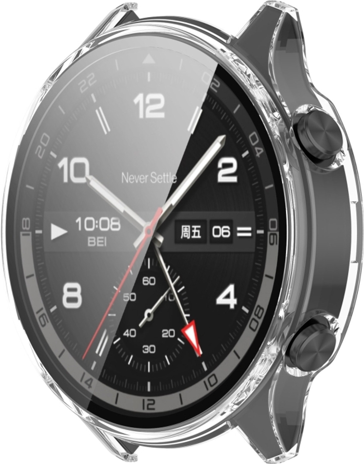 Image of KAZUKI Screen Guard for OnePlus Watch 2R PC + Tempered Film Integrated Watch Protective Case (Clear) (Pack of 1)