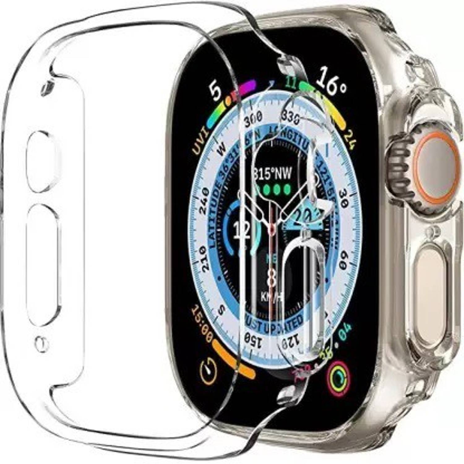 CallSmith Front and Back Screen Guard for Apple Watch Ultra 49mm, Hard PC Bumper Case All-Around Edge Shockproof Protective Cover Frame [NO Screen Protector]- Clear