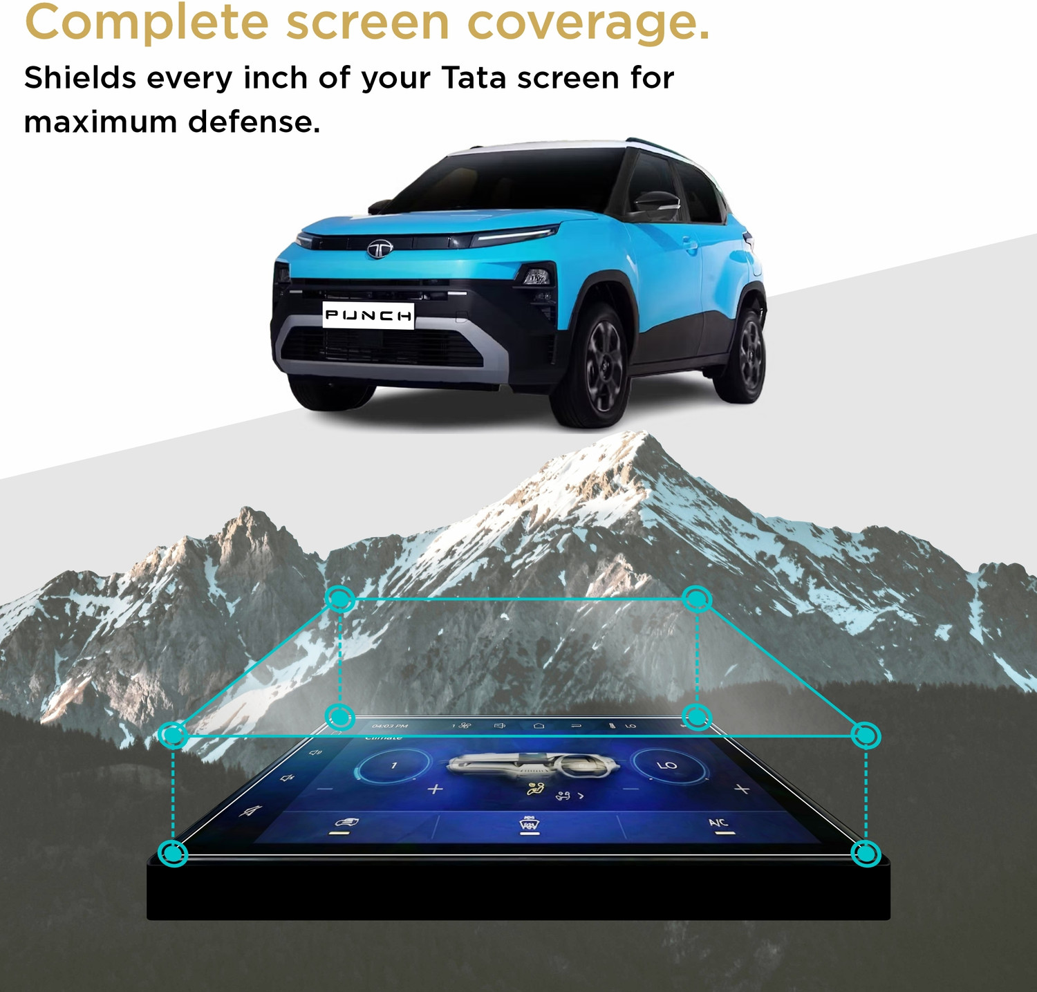 Image of spartan shield Screen Guard for TATA PUNCH 2026 Facelift PURE+, PURE+S, ADVENTURE & ADVENTURE+S NEW MODELS | COMBO PACK | 8 INCH INFOTAINMENT TOUCHSCREEN + STEERING CLUSTER PROTECTOR || Anti Scratch | HD Clarity | Water Resistant || Only Compatible with TataPunch 9H Car Display Accessories 2025+ [Not Tempered Glass]