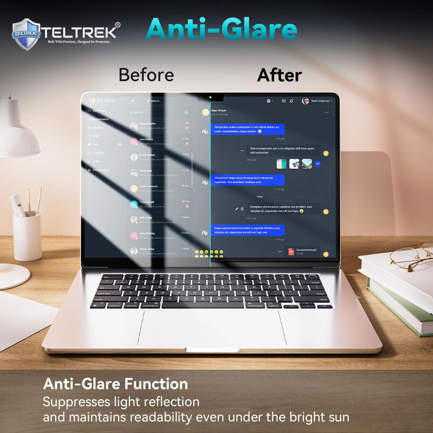 Image of TELTREK Screen Guard for Samsung Galaxy Book 2 / Book 3 / Book 4 / Book 4 Pro / Book 4 Edge / Book 2 Pro 360 2 in 1 / Book 5 360 / Ion /Flex (15.6 Inch, 16:9 Ratio) (Anti Glare Matte Finish)