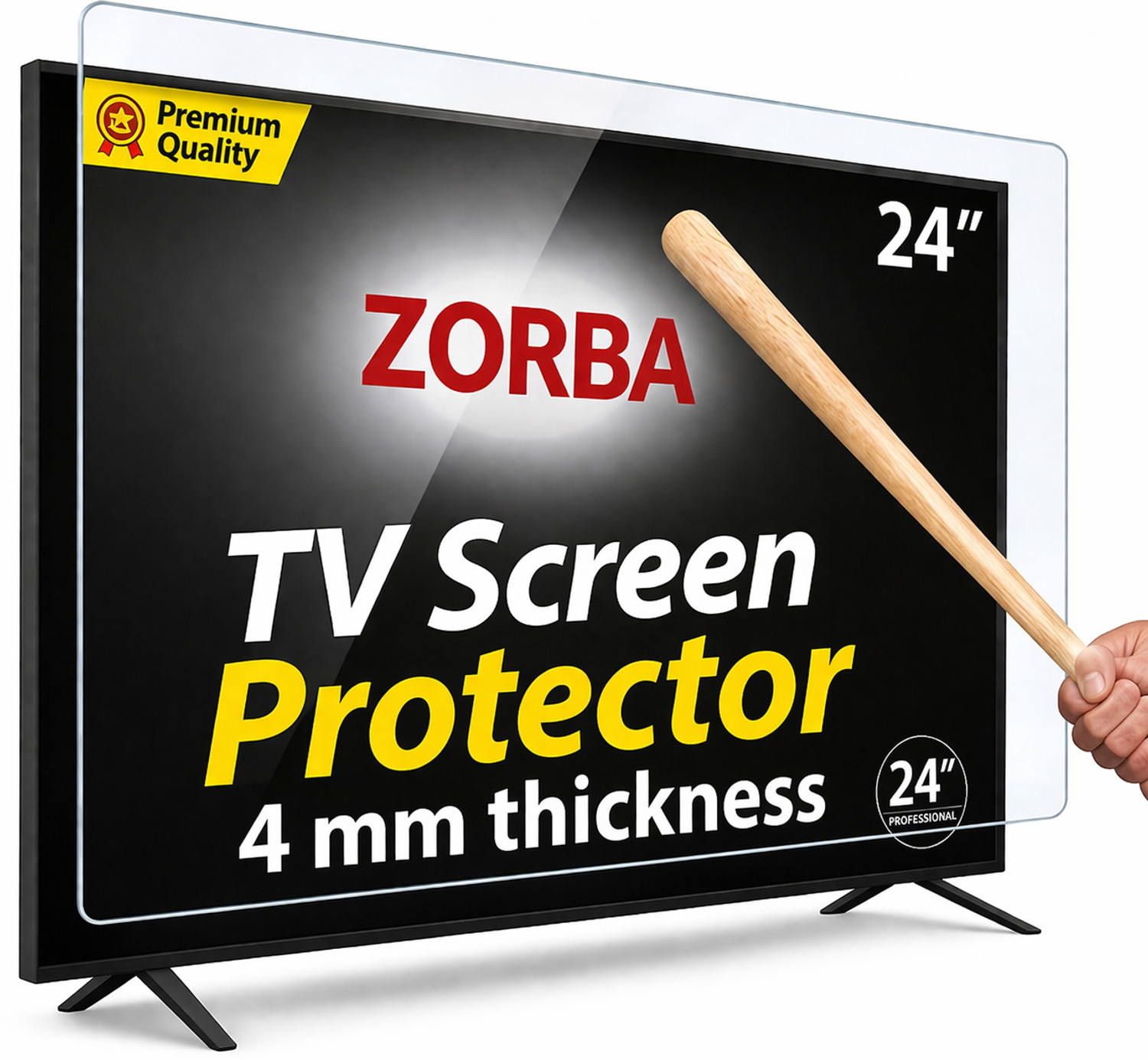 Image of Zorba electronics Screen Guard for 24 inch lcd led tv, High-quality, tv screen guard glass, Premium quality, led tv screen guard (Pack of 1)