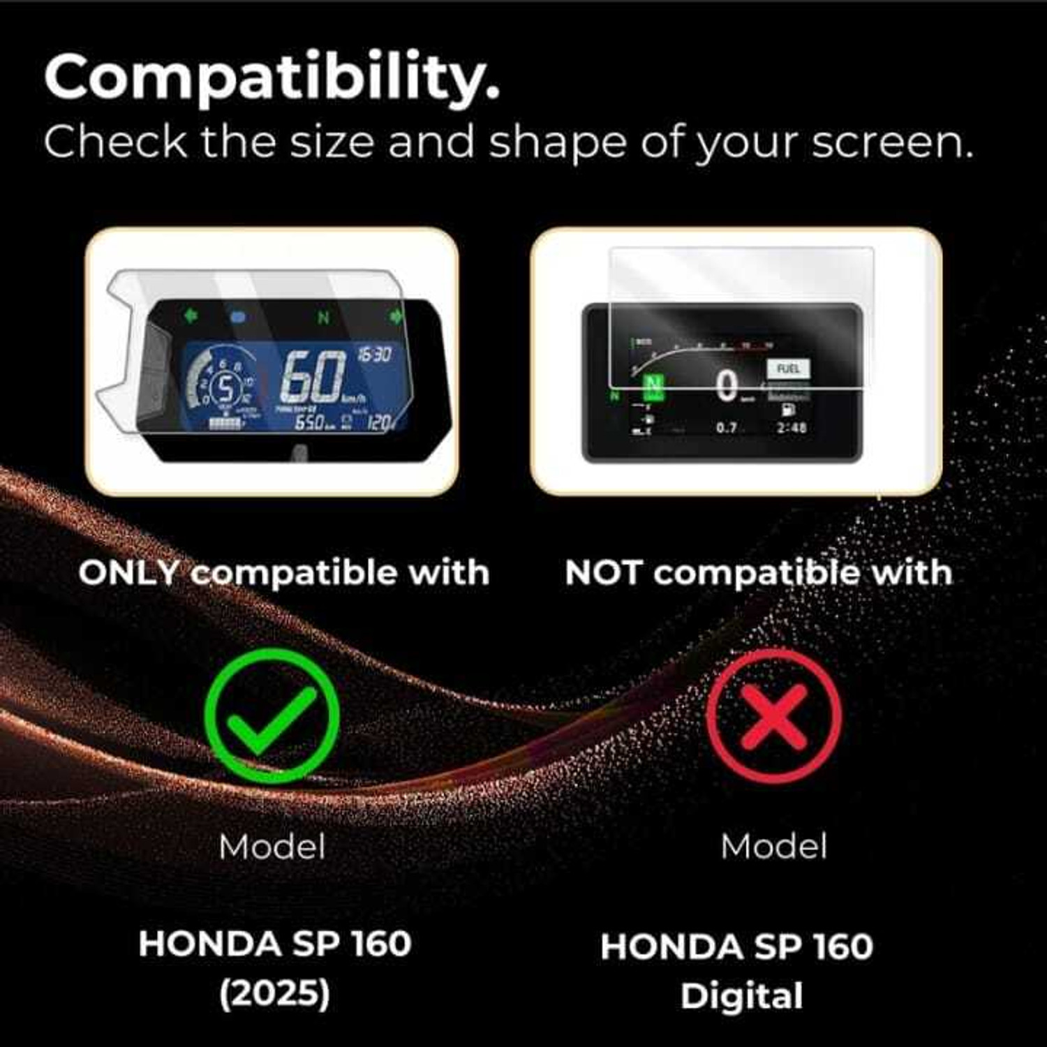 Image of THE SHINE UNIVERSE Screen Guard for HONDA CB UNICORN 160 Bike, 9H TFT Instrument Cluster Protector, Anti Scratch, HD Clarity, Unicorn160 Display Speedometer Console Accessory 2025 [Not Tempered Glass]