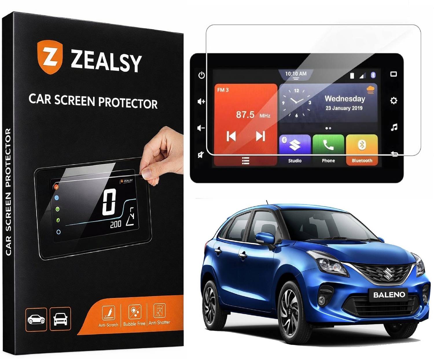 Zealsy Screen Guard for Maruti Suzuki Baleno Delta Zeta 7 Inch Infotainment System Touch Screen Guard Display Protector Accessories