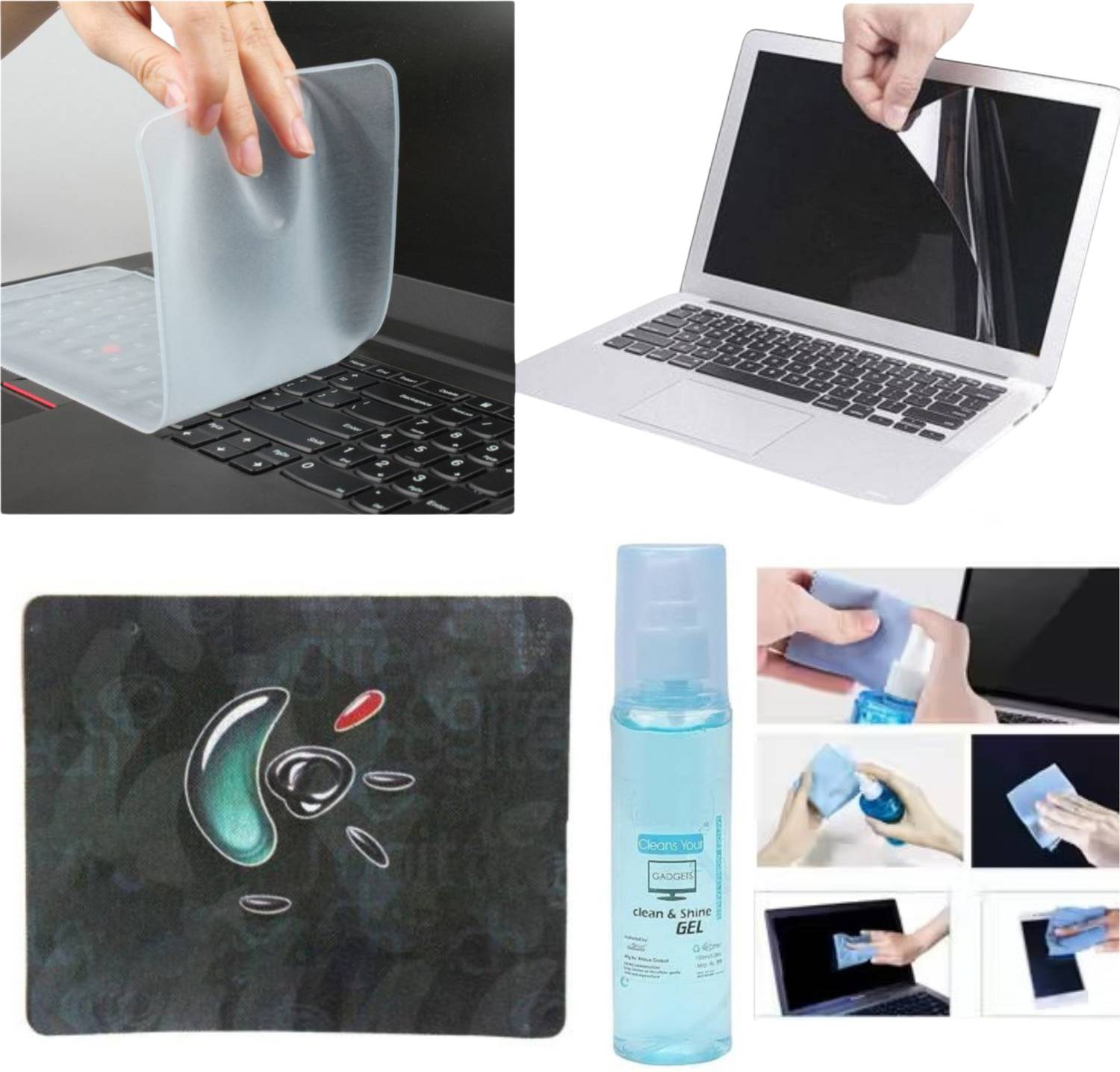 AMB Screen Guard for Complete Laptop Care Kit - Keyboard Protector, Screen Protector, Mouse Pad, and Clean & Shine Gel
