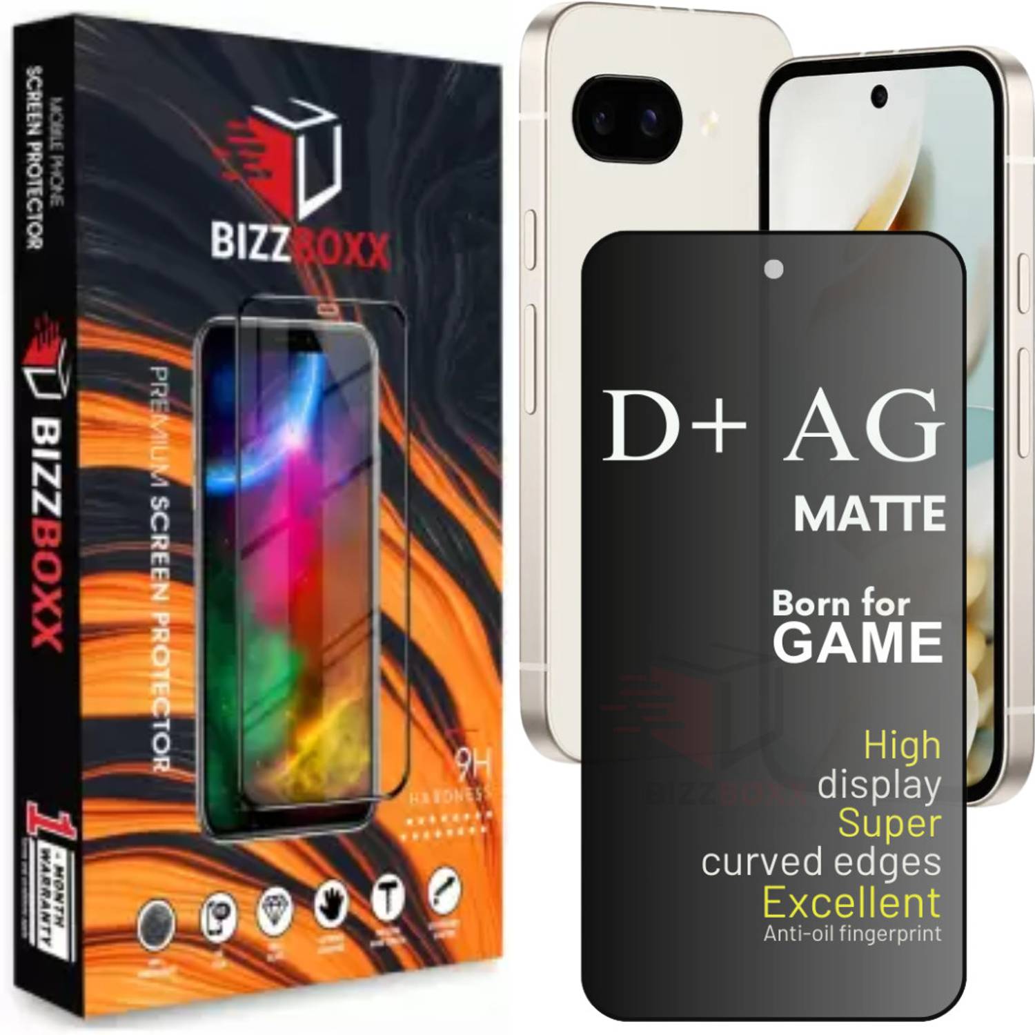 BizzBoxx Screen Guard for Google Pixel 9A, Pixel 9A, 11D Tempered Glass