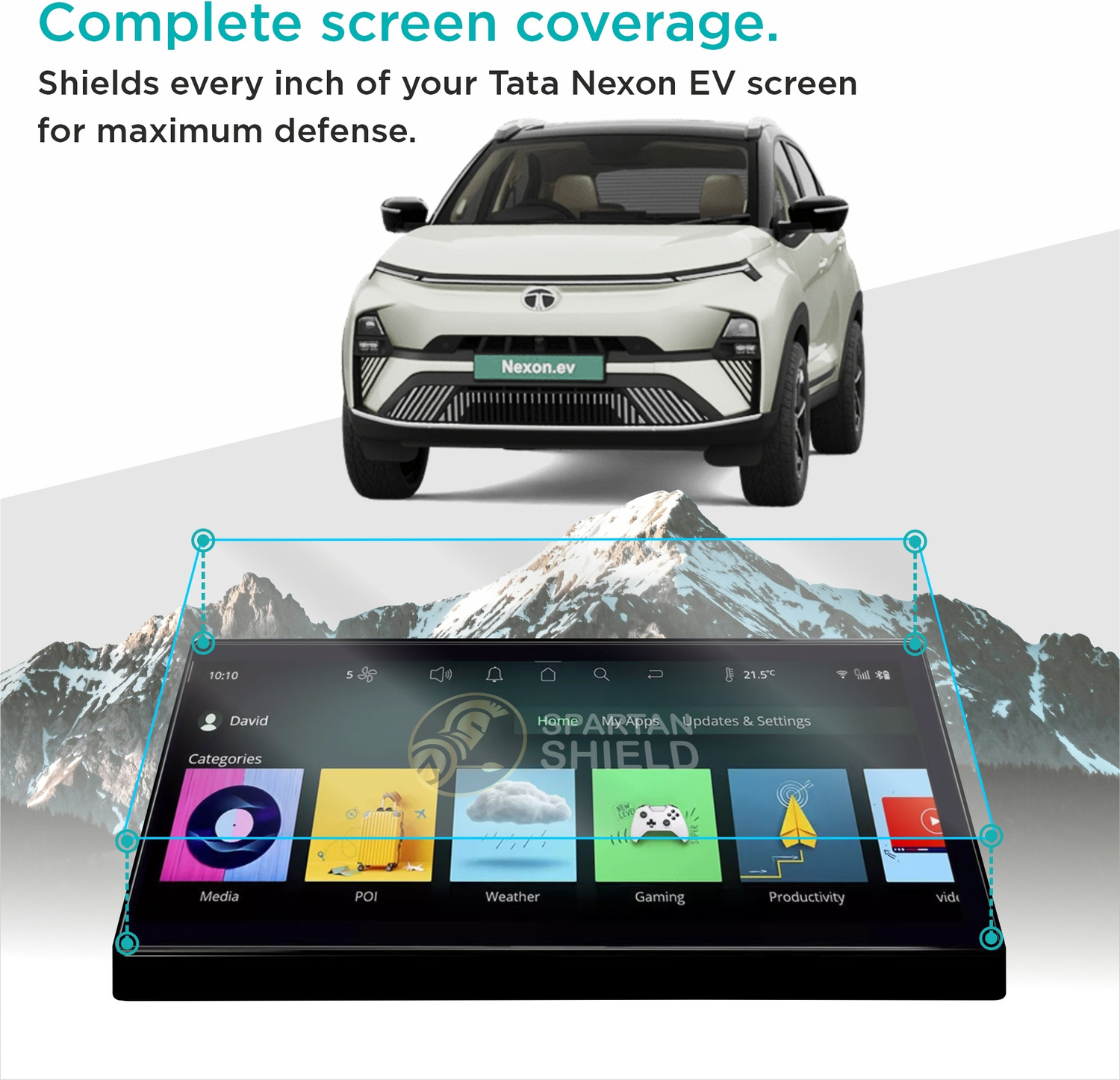 Image of spartan shield Screen Guard for TATA NEXON EV 2023 FACELIFT || 12.3 Inch Infotainment [Thin Bezel] + Steering Cluster Protector || Water Resistant || Empowered Empowered+ || Car Touch Screen Display Accessories 2024 [Not Tempered Glass]