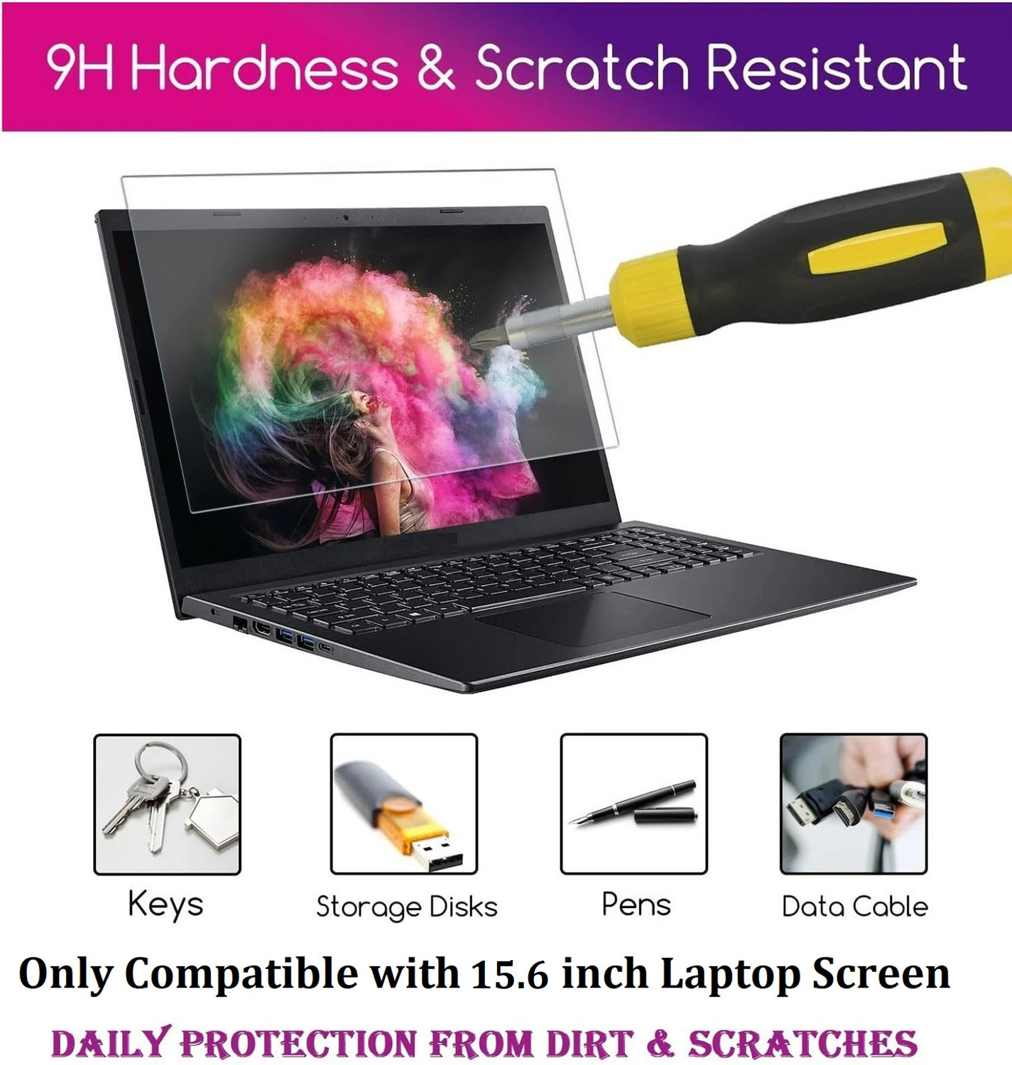 Image of VANTAGEARMOR Edge To Edge Screen Guard for MSI PL62 7RC-060XIN Laptop, 15.6 inch Display Protector, 9H Hardness | 3 Layer Ultra Protection | Perfect Fit | Bubble Free, NOT TEMPERED GLASS