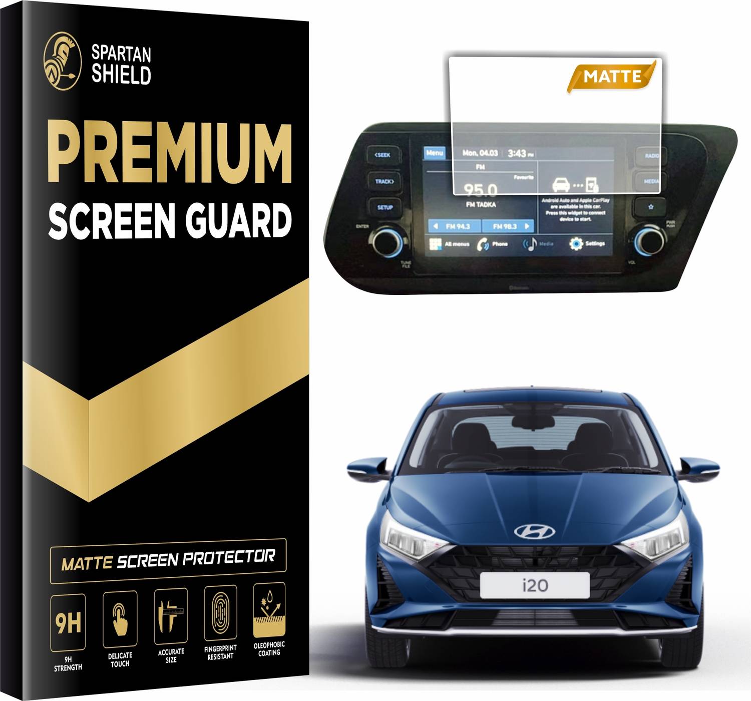 GAFAT Protector De Pantalla De Vidrio Templado Para Hyundai I20 / I20 N / Active 2021-2025 – 8 Pulgadas, 9H, Antihuellas, Instalación Sin Burbujas (No Para 10,25")