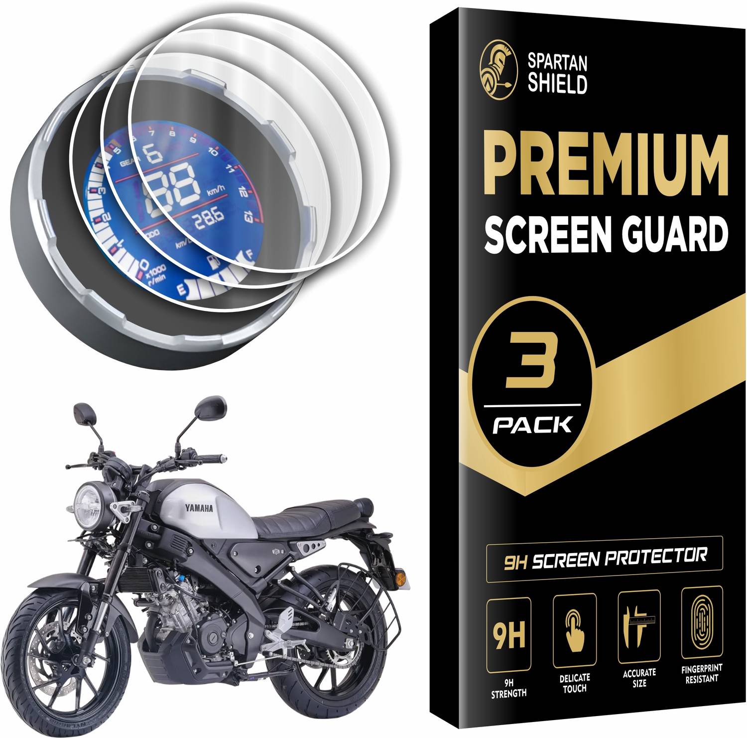 spartan shield Screen Guard for YAMAHA XSR 155 NEW BIKES [3 PACK] || TFT Instrument Cluster Protector || ANTI FINGERPRINT | Scratch Resistant | HD Clear || Xsr155 Scratch Cover Accessories 2025+ [Not Tempered Glass]