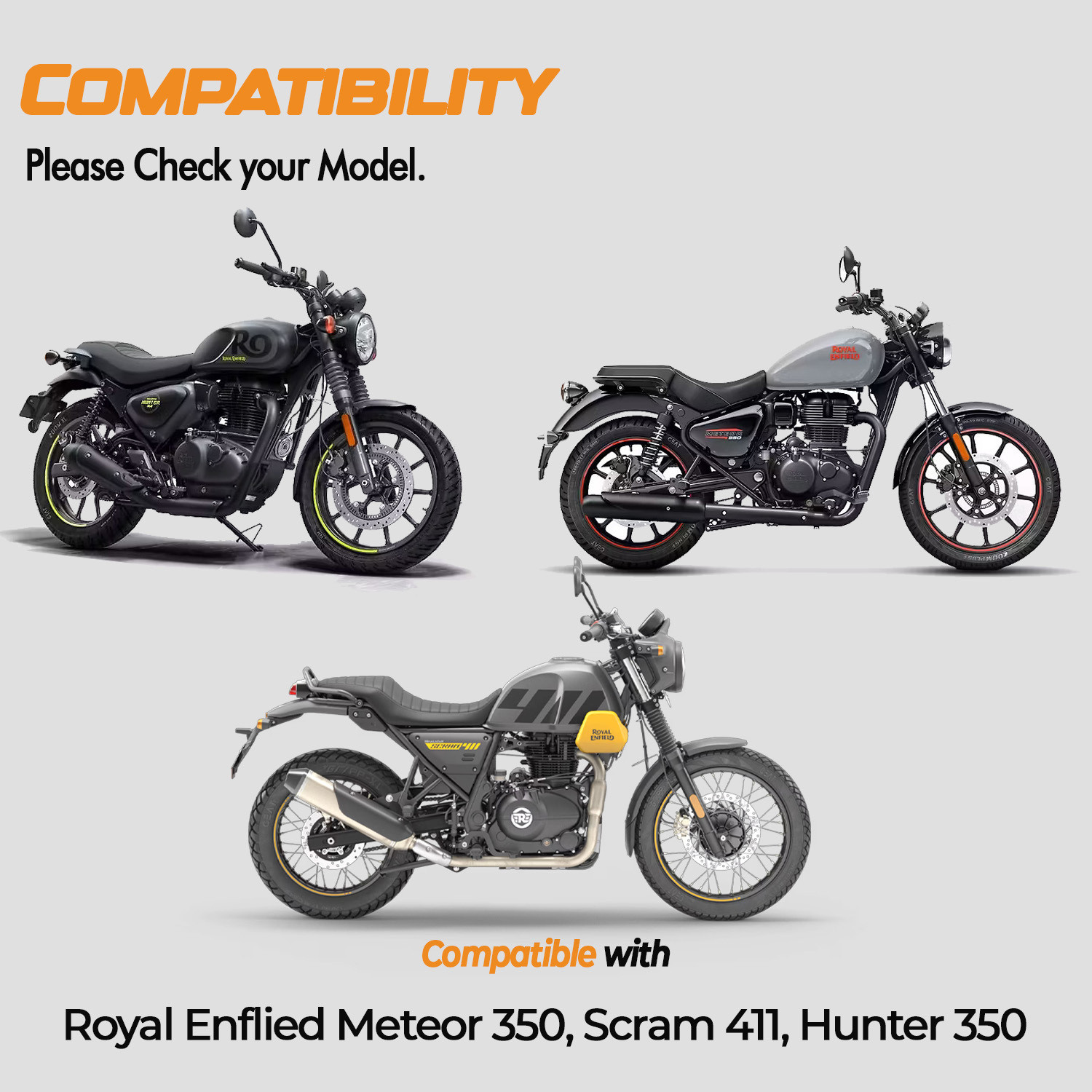 Image of FriendZon 9H Screen Guard Protector For Royal Enfield Meteor 350 / Scram 411 / Hunter 350 Bike Crash Guard