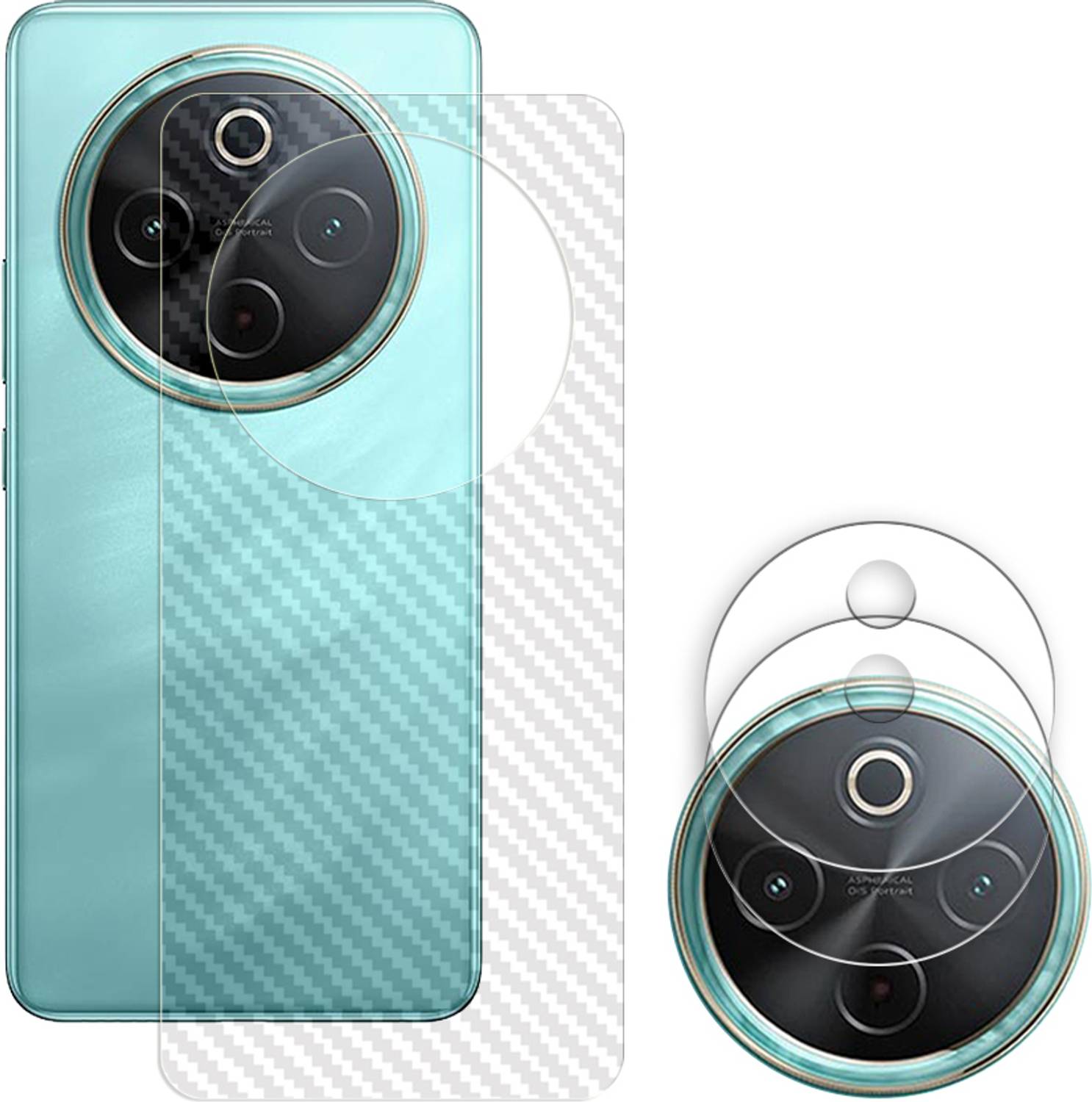 ARBAN Screen Guard for vivo T4 5G Camera Lens Glass Protector | Anti-Scratch | Edge to Edge Full Coverage | 9H Hardness (BACK CARBON FIBER SKIN + CAMERA LENS PROTECTOR)