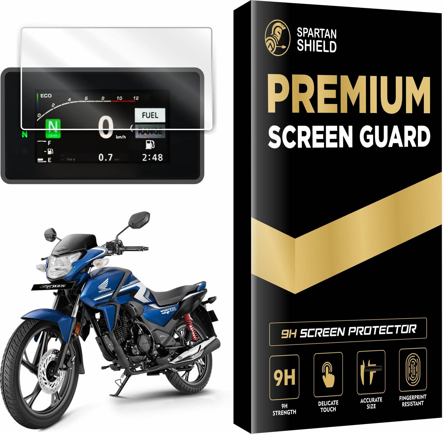 spartan shield Screen Guard for NEW 2025 HONDA SP 125 Bike, 9H TFT Instrument Cluster Protector, Anti Scratch, HD Clarity, SP125 Display Speedometer Console Accessory [Not Tempered Glass]