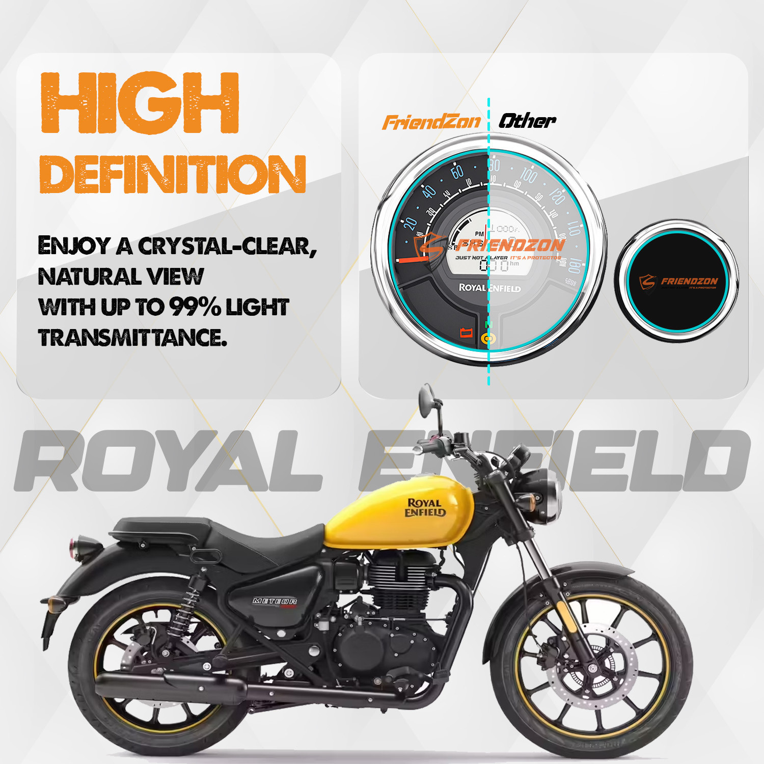 Image of FriendZon 9H Screen Guard Protector For Royal Enfield Meteor 350 / Scram 411 / Hunter 350 Bike Crash Guard