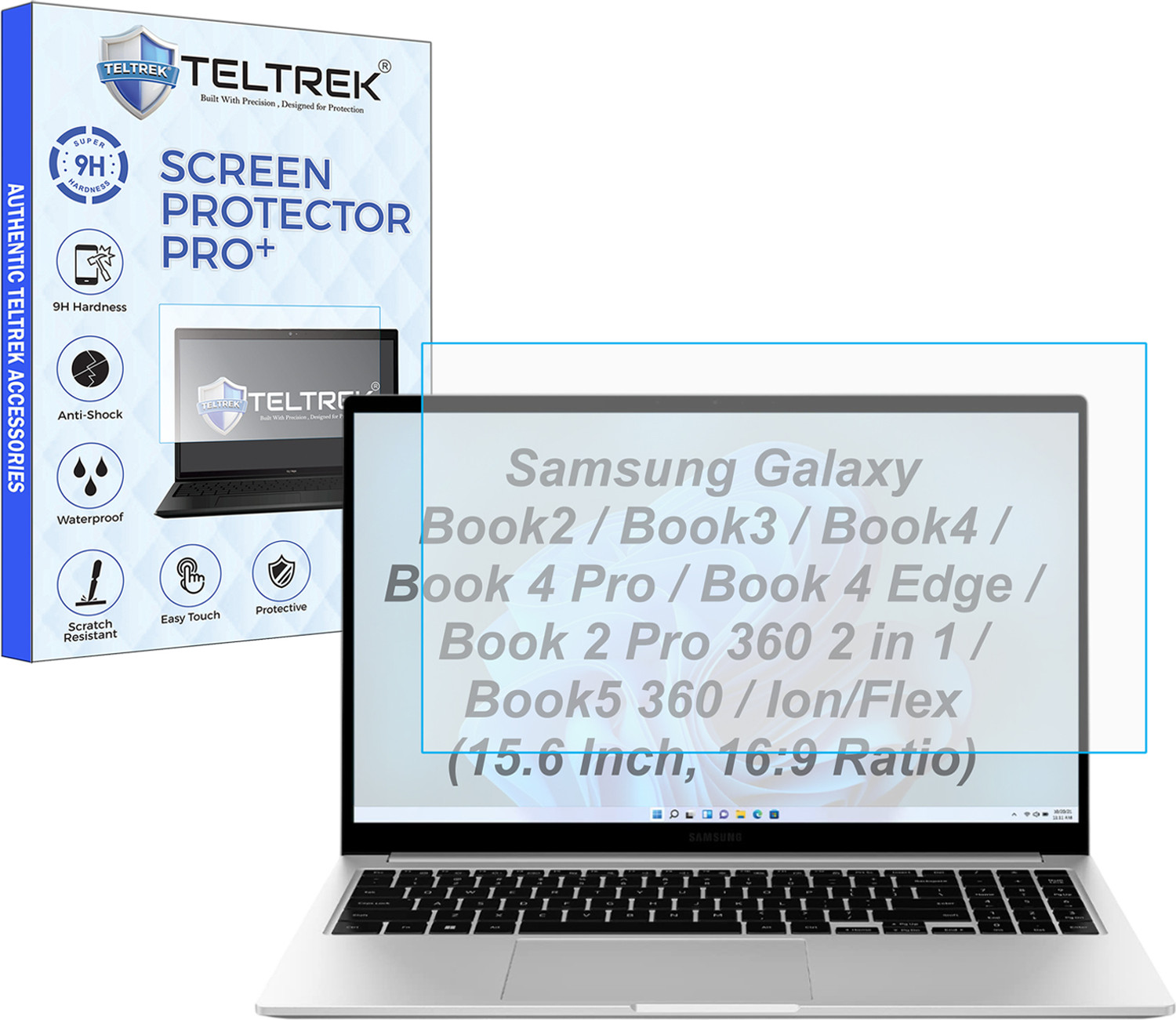 Image of TELTREK Screen Guard for Samsung Galaxy Book 2 / Book 3 / Book 4 / Book 4 Pro / Book 4 Edge / Book 2 Pro 360 2 in 1 / Book 5 360 / Ion /Flex (15.6 Inch, 16:9 Ratio) (Anti Glare Matte Finish)