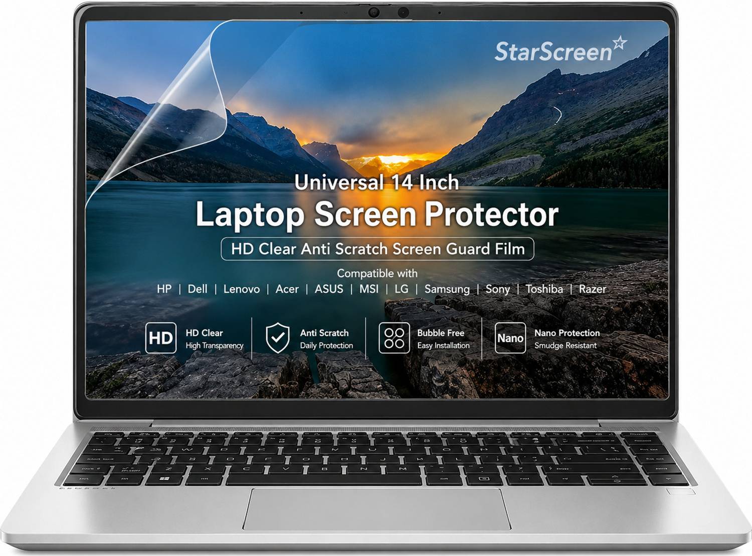StarScreen Screen Guard for Universal 14 Inch Laptop Displays Compatible with HP, Dell, Sony, Samsung, Lenovo, Acer, ASUS, MSI, LG, Razer, Toshiba and Other Standard 14 Inch Laptops (Pack of 1) deal from flipkart