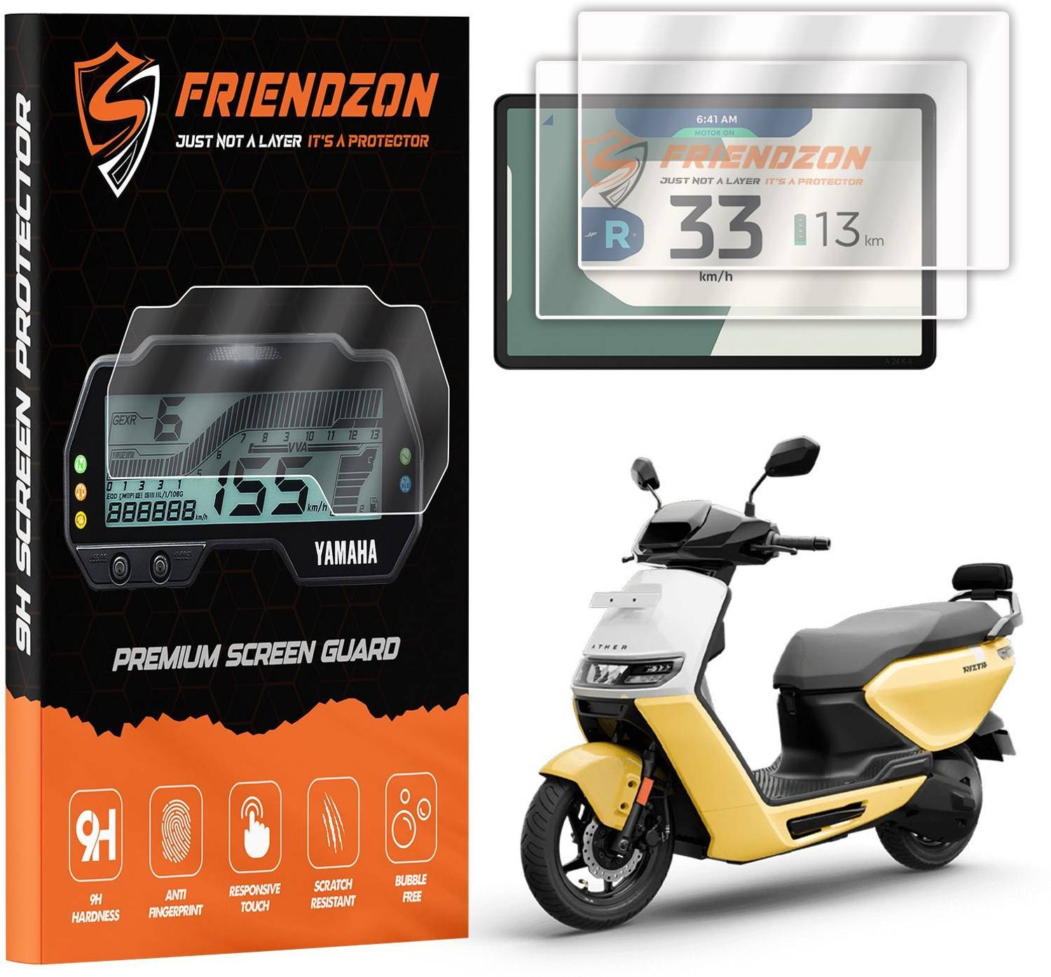 FriendZon Screen Guard for Ather Rizta S / Rizta Z EV Scooter | Anti Scratch | HD Clear | Anti Fingerprint | 7 INCH TFT Digital Meter Instrument Cluster Accessory [Not A Tempered Glass]