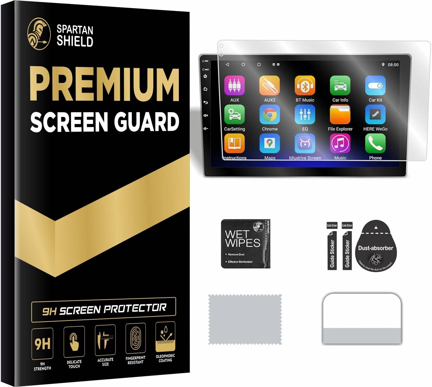 spartan shield Screen Guard for 9 INCH Android Car Stereo System, Car Infotainment Display Protector, Music System Protector, Aftermarket Touch Screen Audio Player Accessory [Not Tempered Glass]