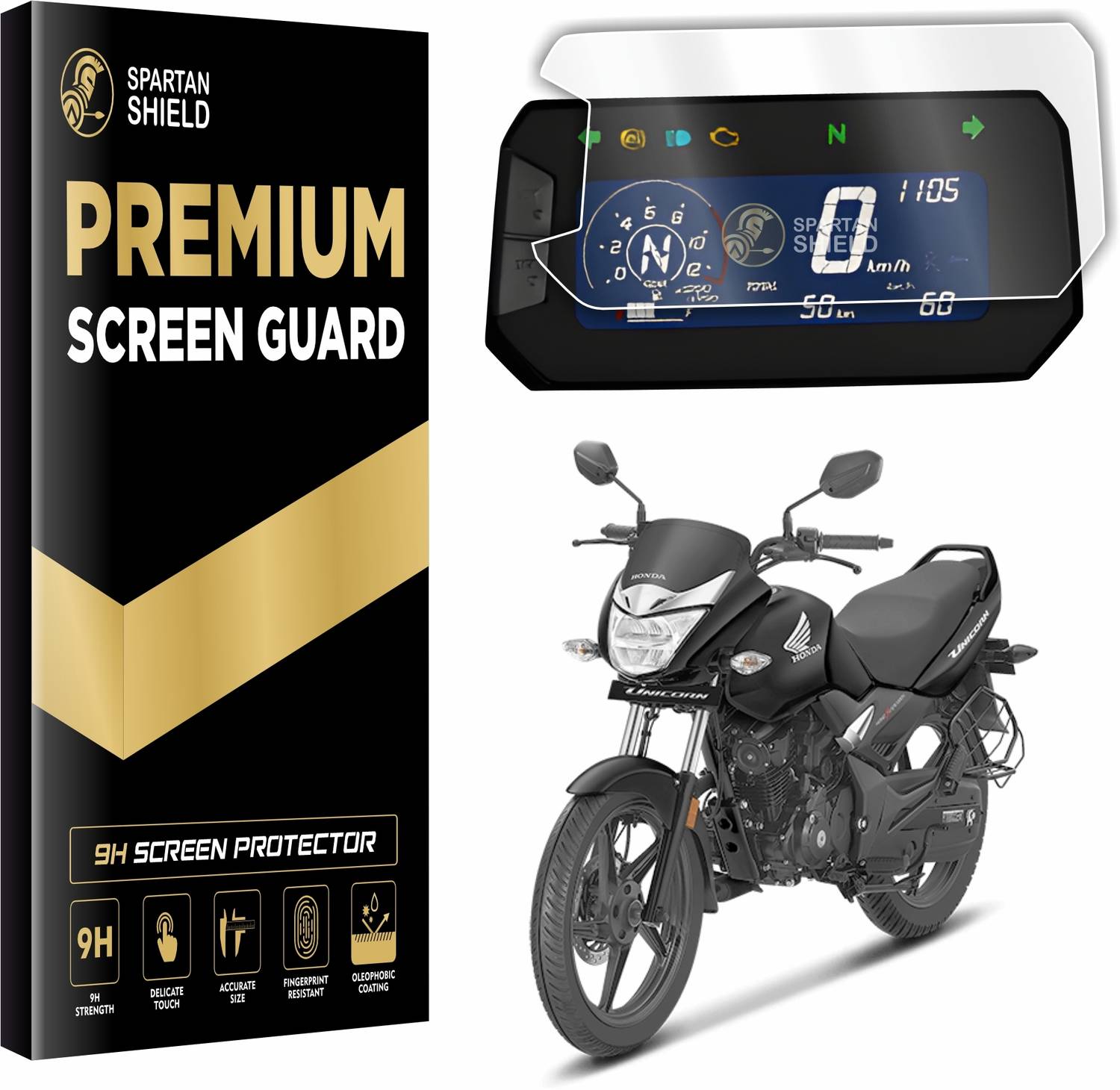 spartan shield Screen Guard for HONDA CB UNICORN 160 Bike, 9H TFT Instrument Cluster Protector, Anti Scratch, HD Clarity, Unicorn160 Display Speedometer Console Accessory 2025 [Not Tempered Glass]