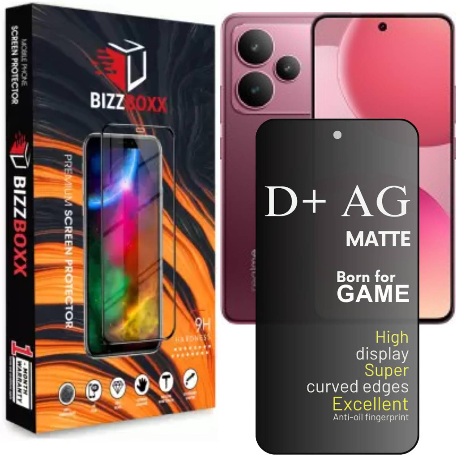 BizzBoxx Screen Guard for Realme P4 5G, Realme P4 5G Tempered Glass, Realme P4 5G D+ AG Matte, temper glass, Gaming tempered glass, screen guard, tempered glass, Matte Screen Protector, With Camera Cut, 6.77 With Installation Kit