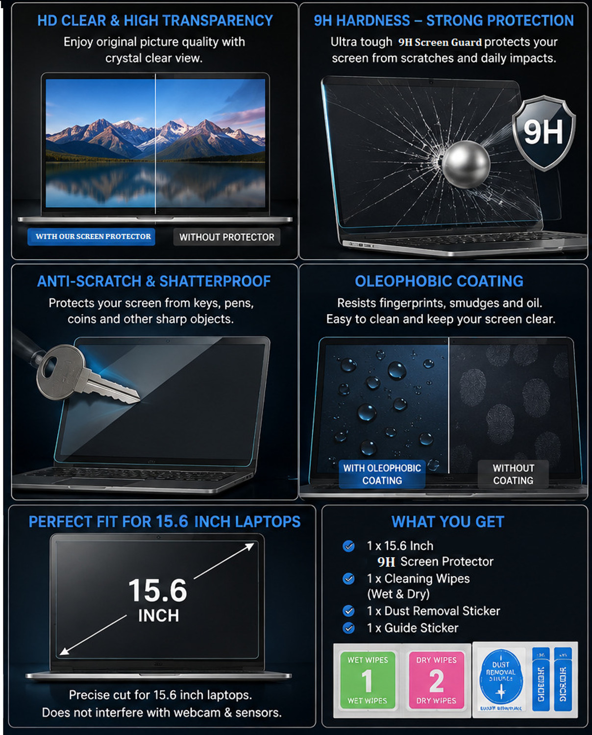 Image of VANTAGEARMOR Edge To Edge Screen Guard for MSI PL62 7RC-060XIN Laptop, 15.6 inch Display Protector, 9H Hardness | 3 Layer Ultra Protection | Perfect Fit | Bubble Free, NOT TEMPERED GLASS