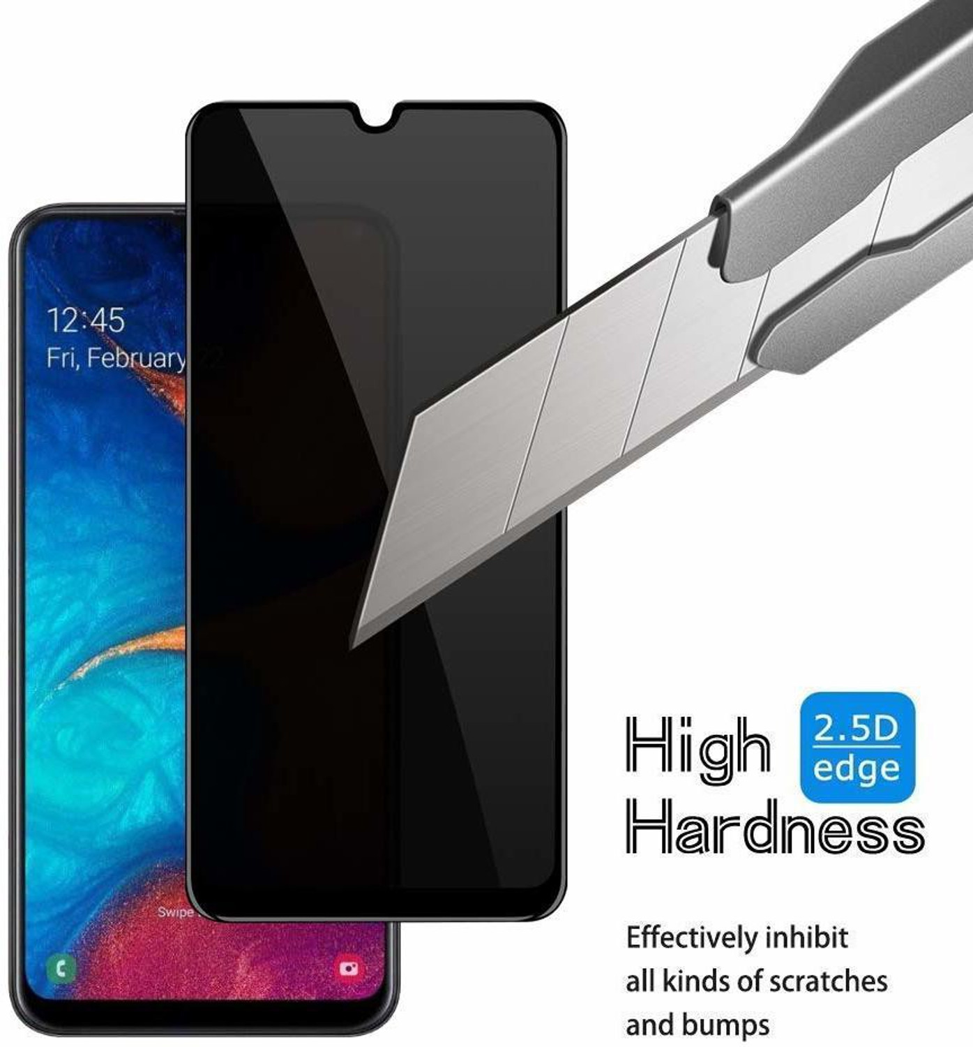 Image of ELEF Tempered Glass Guard for Samsung Galaxy A14 5G Full Coverage Anti-Spy 9H Hardness Screen Protector