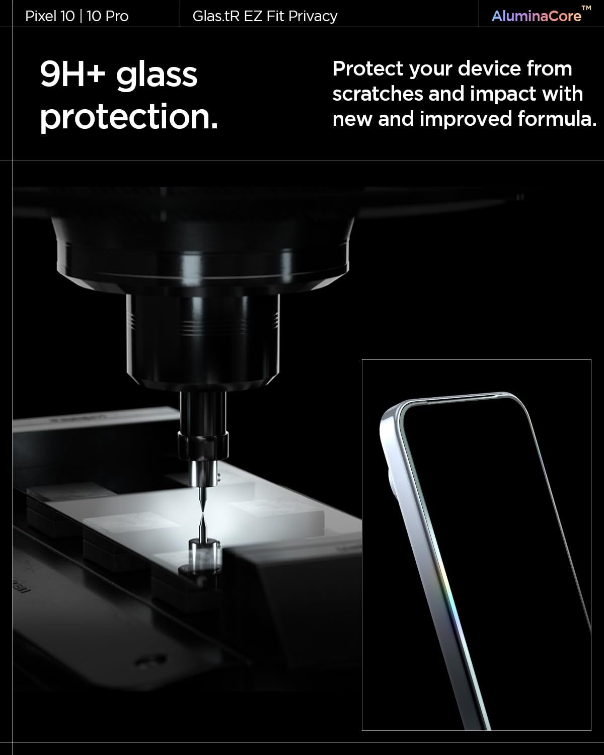 Image of Spigen Screen Guard with Applicator Kit for Pixel 10 Pro, Pixel 10, Pixel 9 Pro, Pixel 9