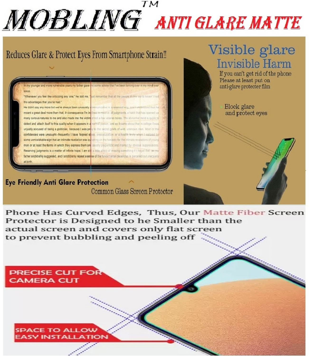 Image of Mobling Tempered Glass Guard for TECNO CAMON IACE (AntiGlare Matte)