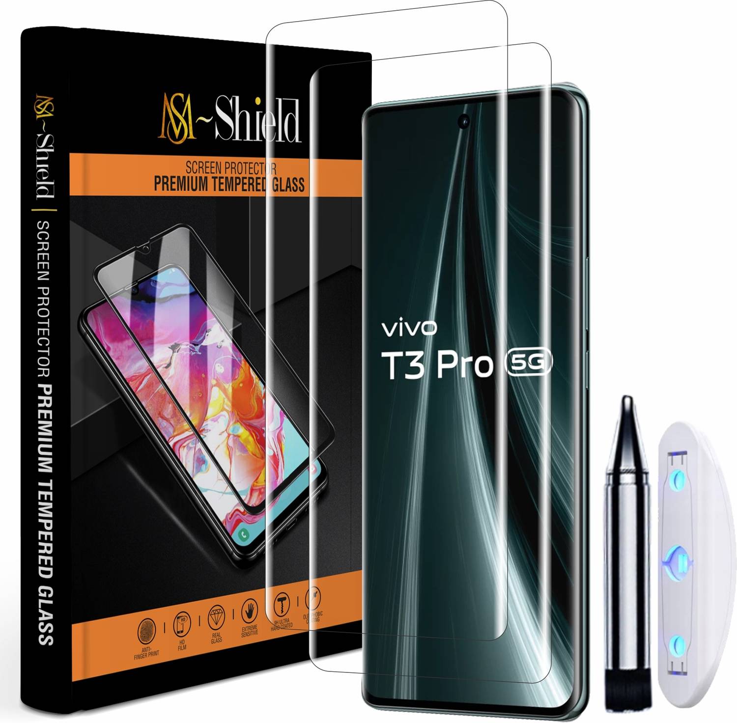 MS-Shield Tempered Glass Guard for vivo T3 Pro 5G (Pack of 2)